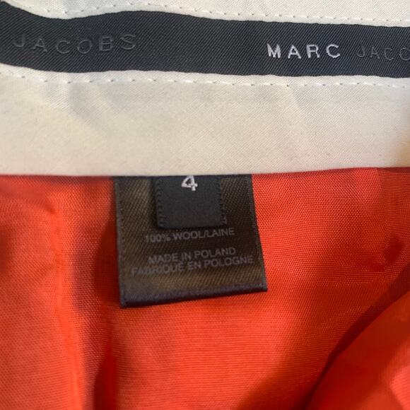 Marc Jacobs Black Wool Pants Orange Trim Size 4 Tailored Wide Leg Trousers - Picture 6 of 6